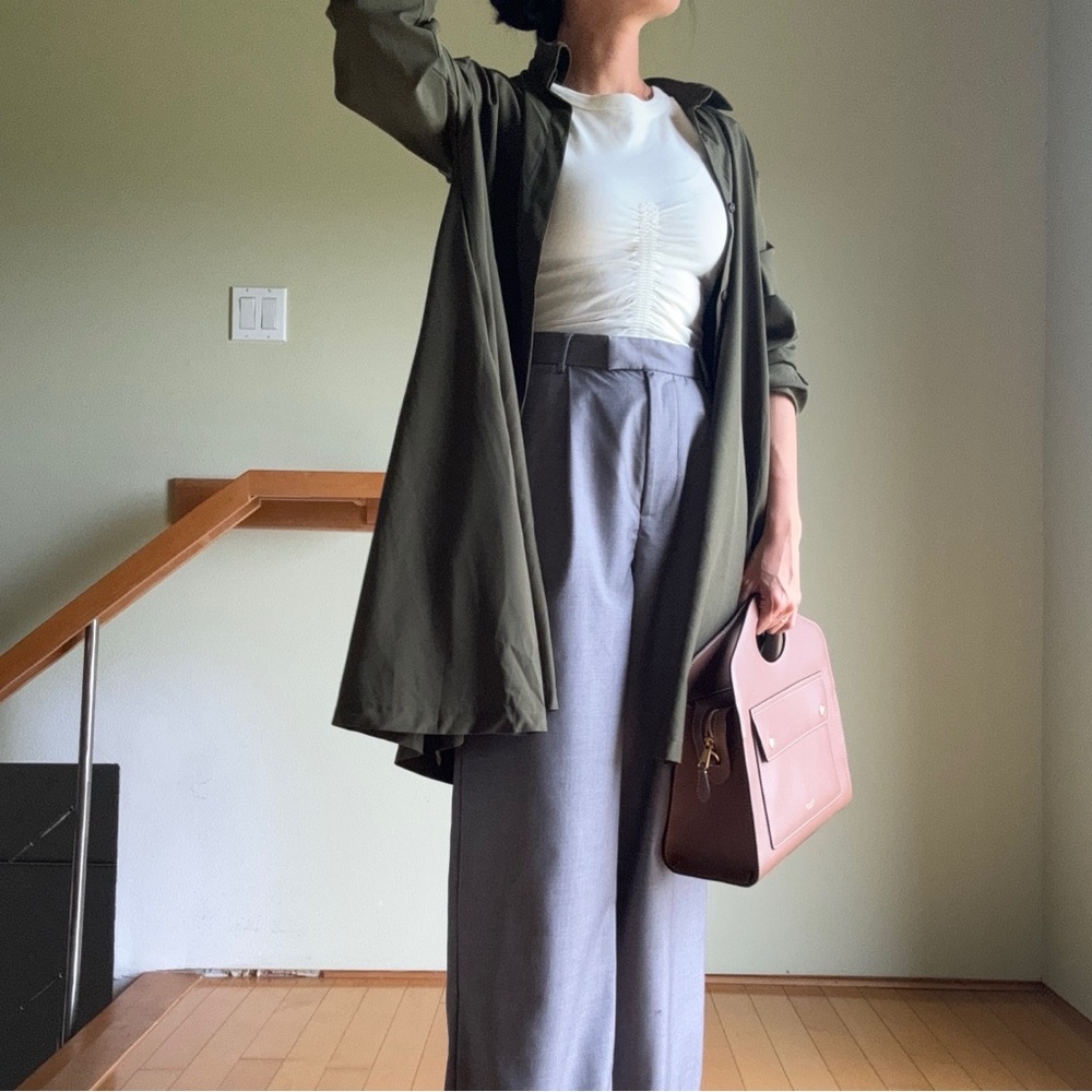 NEW VERSATILE OLIVE GREEN SHIRT DRESS